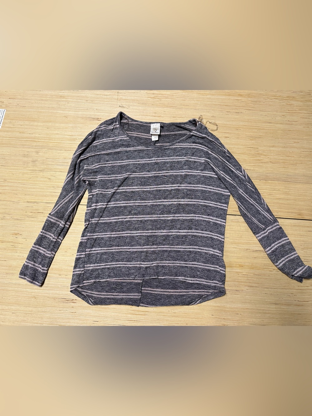 Self Esteem Striped Crewneck Sweater - Gray & Pink